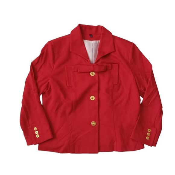CAbi Love Carol Beau Scarlet Red Ponte Knit Button Front Jacket Women's Size 6 - Picture 1 of 16